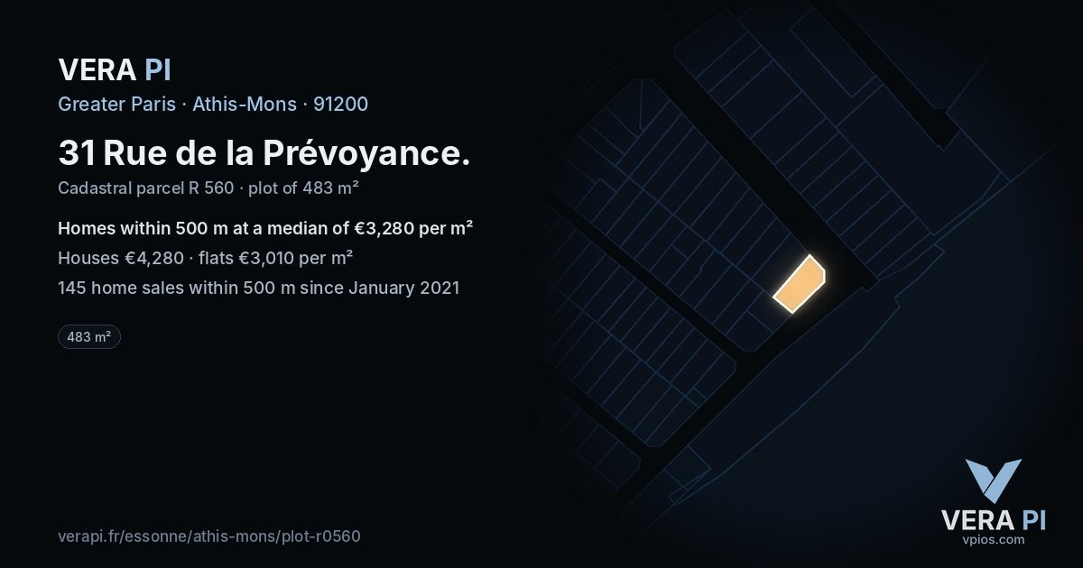 31 Rue de la Prévoyance, Athis-Mons at night – the plot lit, the parcels around coloured by the prices near them