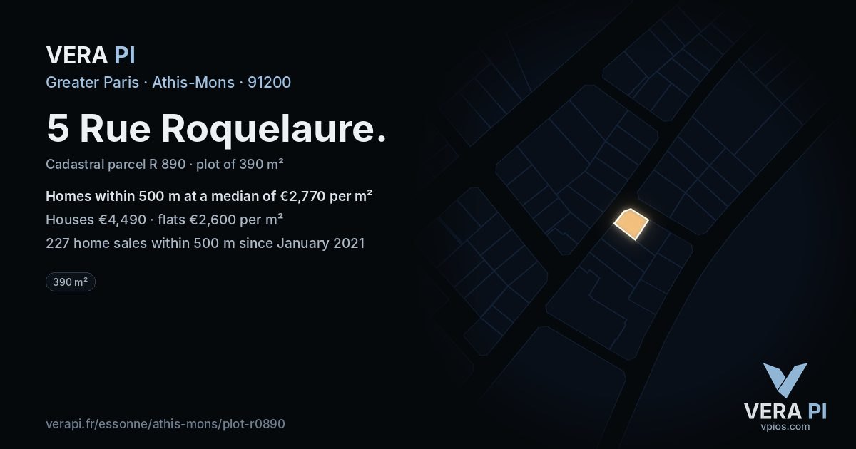 5 Rue Roquelaure, Athis-Mons at night – the plot lit, the parcels around coloured by the prices near them