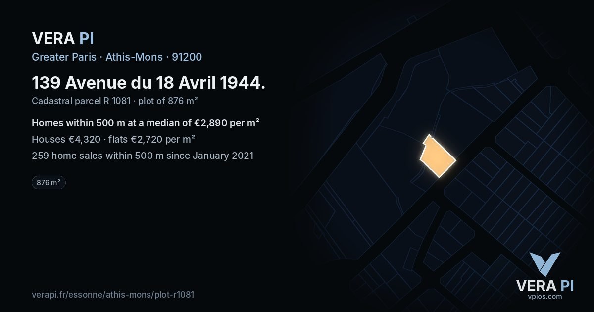 139 Avenue du 18 Avril 1944, Athis-Mons at night – the plot lit, the parcels around coloured by the prices near them