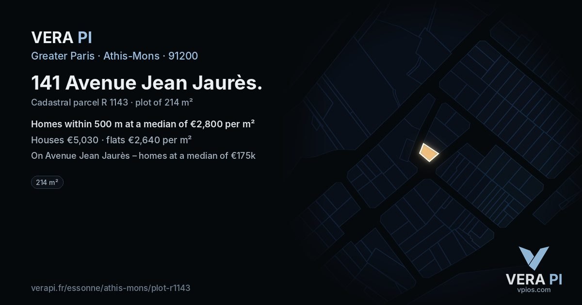 141 Avenue Jean Jaurès, Athis-Mons at night – the plot lit, the parcels around coloured by the prices near them