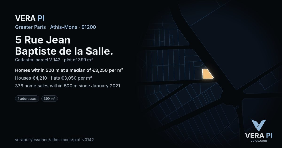 5 Rue Jean Baptiste de la Salle, Athis-Mons at night – the plot lit, the parcels around coloured by the prices near them