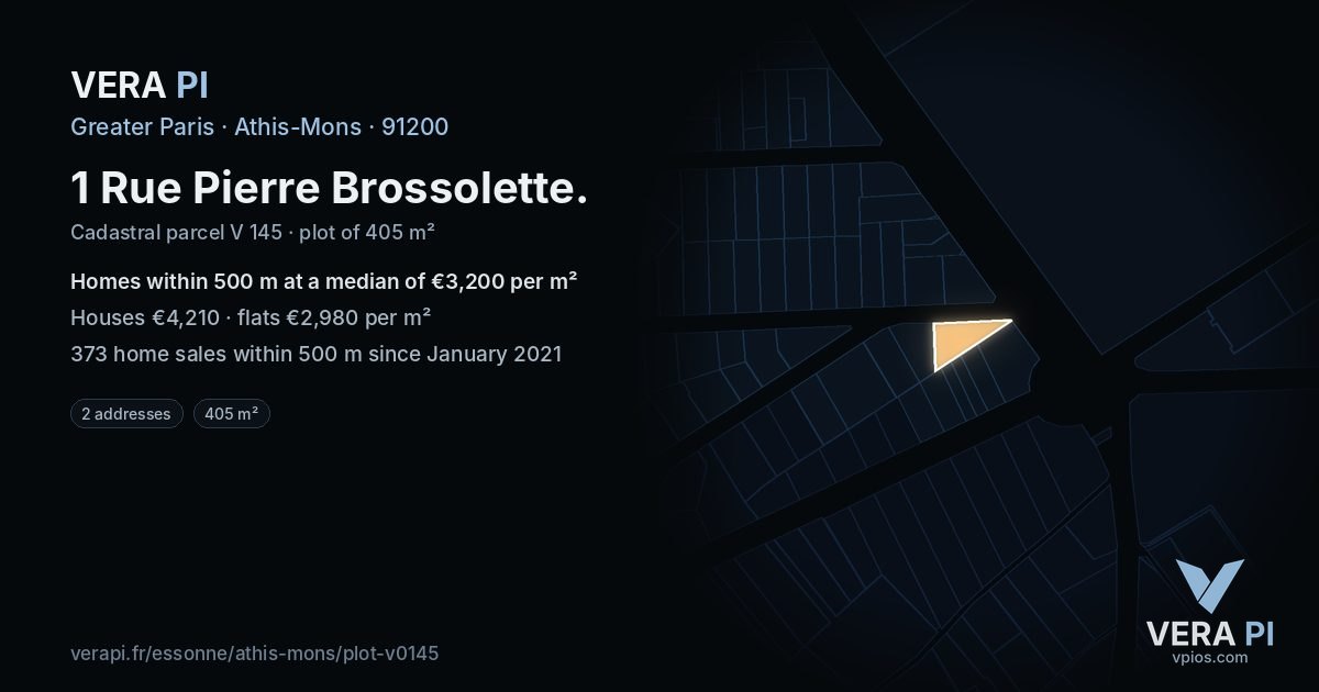 1 Rue Pierre Brossolette, Athis-Mons at night – the plot lit, the parcels around coloured by the prices near them