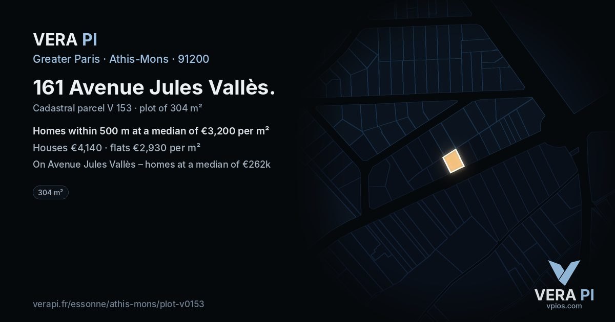 161 Avenue Jules Vallès, Athis-Mons at night – the plot lit, the parcels around coloured by the prices near them