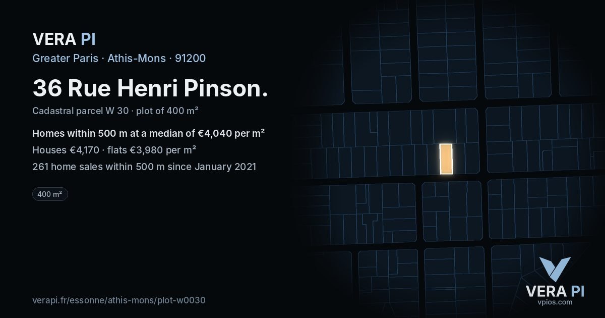 36 Rue Henri Pinson, Athis-Mons at night – the plot lit, the parcels around coloured by the prices near them