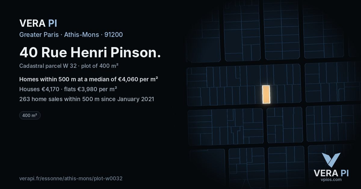 40 Rue Henri Pinson, Athis-Mons at night – the plot lit, the parcels around coloured by the prices near them