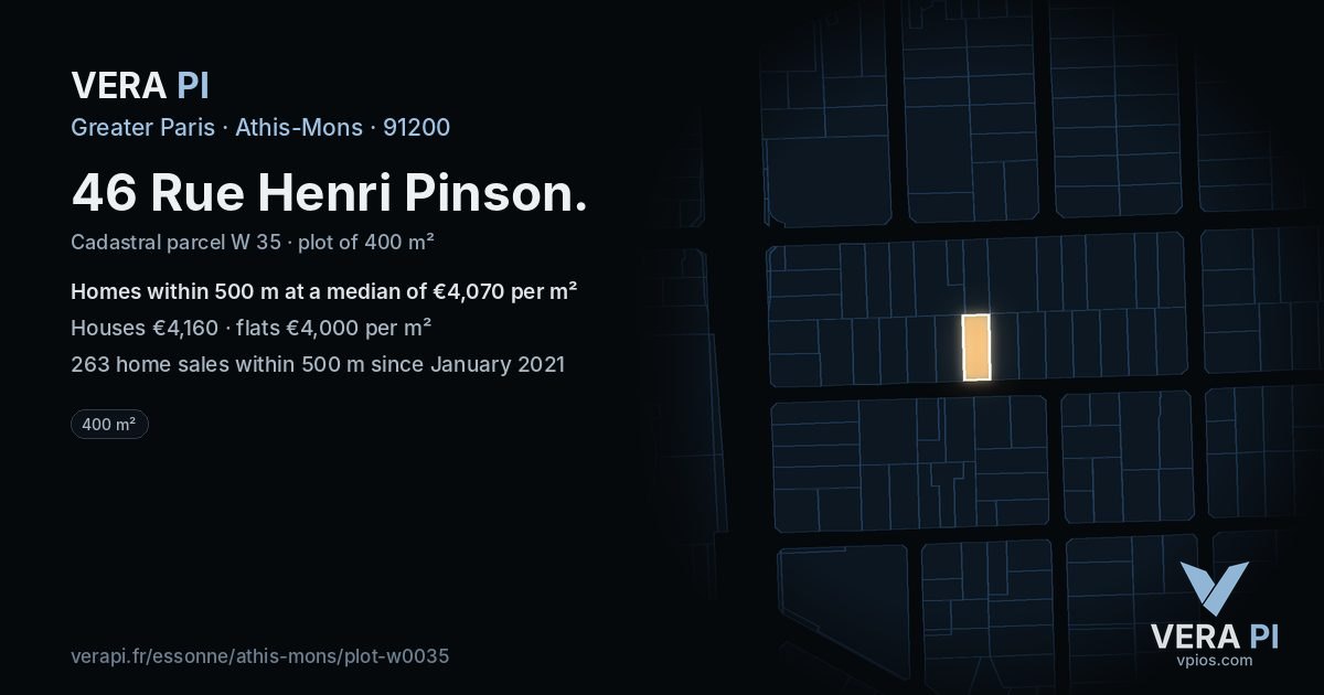46 Rue Henri Pinson, Athis-Mons at night – the plot lit, the parcels around coloured by the prices near them