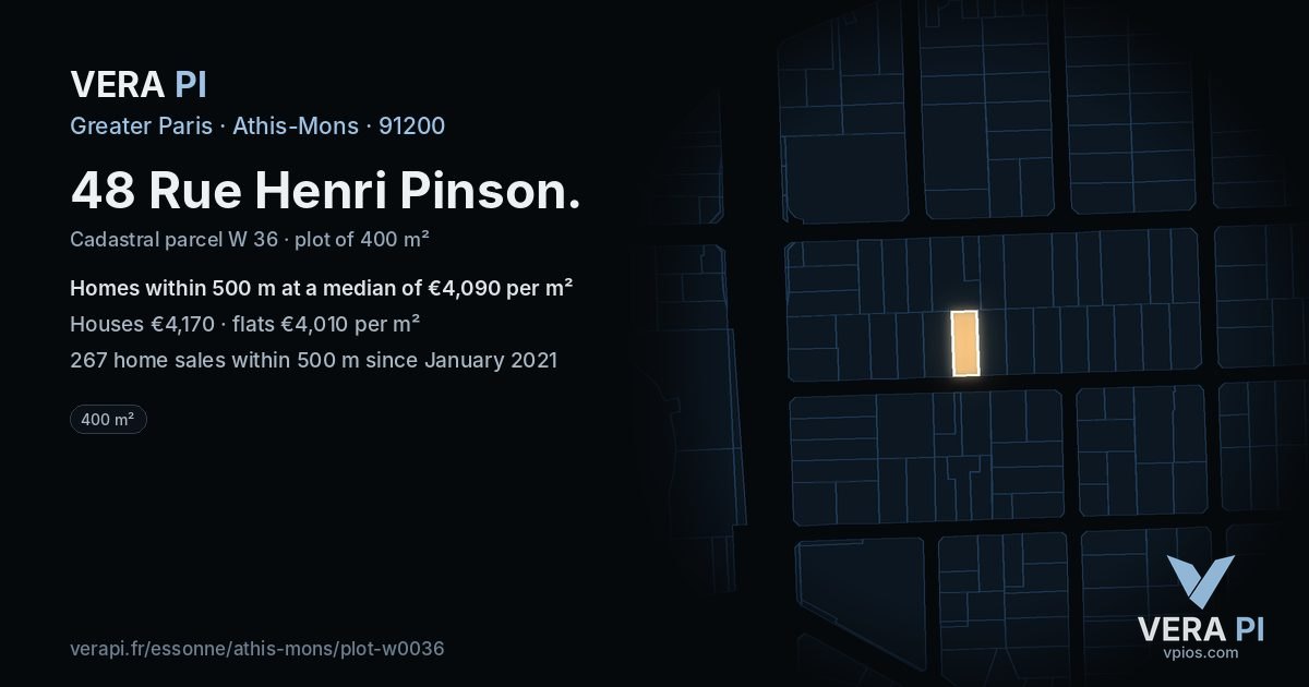 48 Rue Henri Pinson, Athis-Mons at night – the plot lit, the parcels around coloured by the prices near them