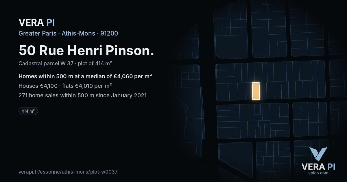 50 Rue Henri Pinson, Athis-Mons at night – the plot lit, the parcels around coloured by the prices near them