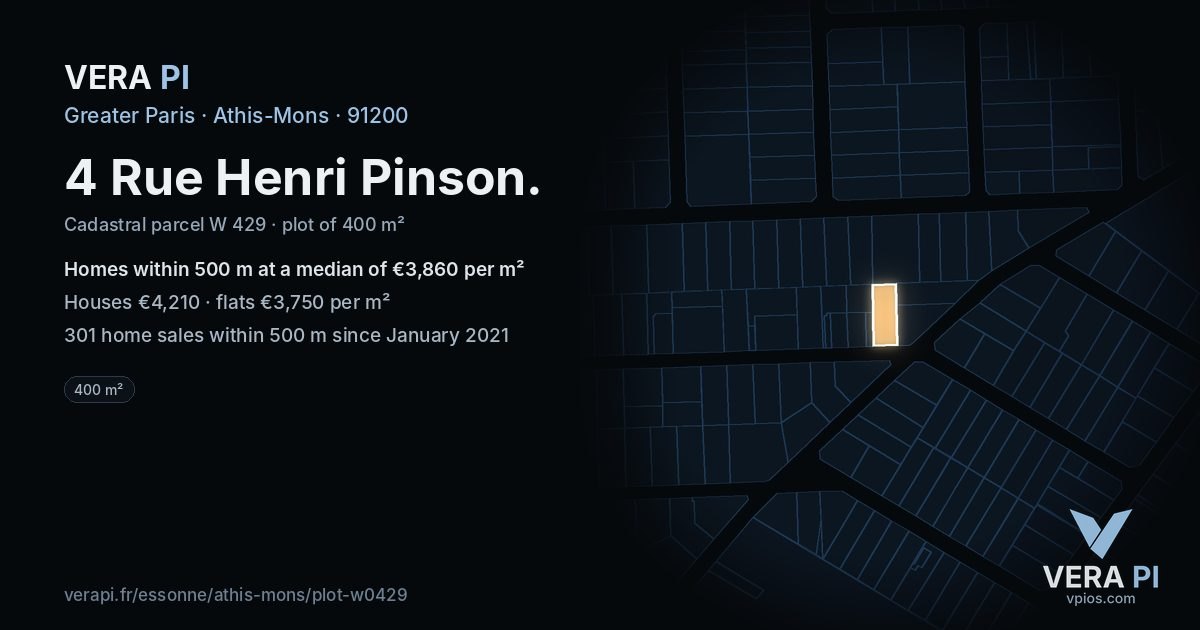 4 Rue Henri Pinson, Athis-Mons at night – the plot lit, the parcels around coloured by the prices near them