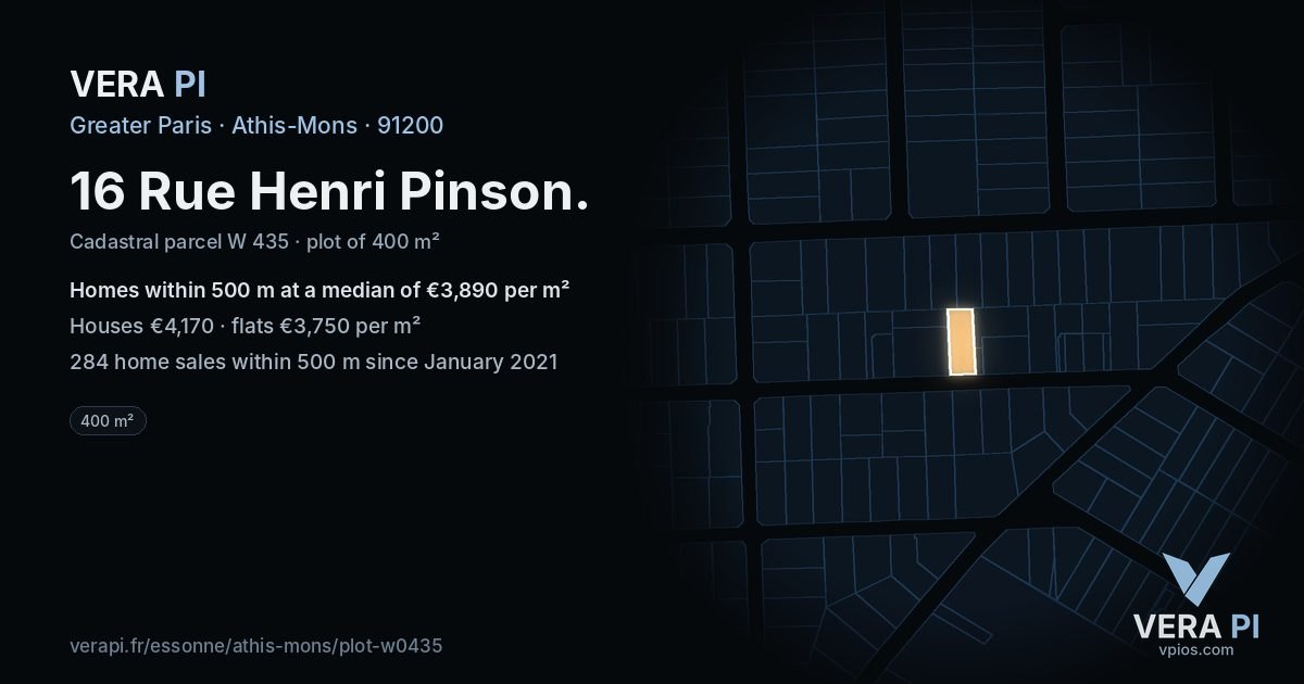 16 Rue Henri Pinson, Athis-Mons at night – the plot lit, the parcels around coloured by the prices near them