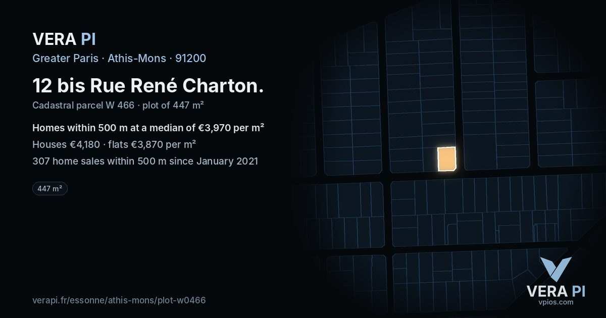 12 bis Rue René Charton, Athis-Mons at night – the plot lit, the parcels around coloured by the prices near them