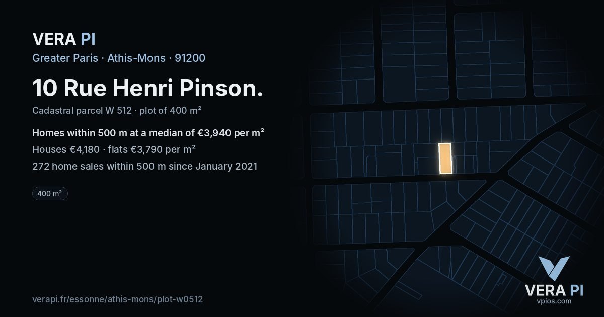 10 Rue Henri Pinson, Athis-Mons at night – the plot lit, the parcels around coloured by the prices near them