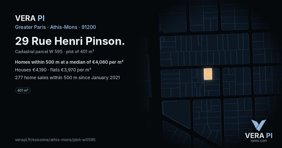 29 Rue Henri Pinson, Athis-Mons at night – the plot lit, the parcels around coloured by the prices near them