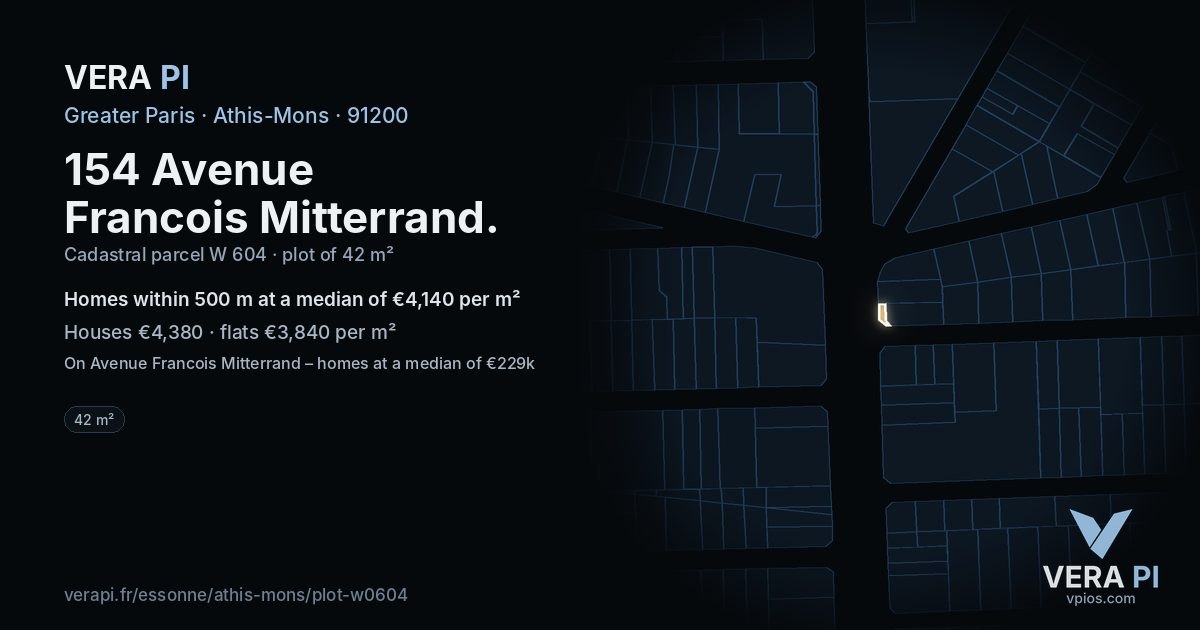 154 Avenue Francois Mitterrand, Athis-Mons at night – the plot lit, the parcels around coloured by the prices near them
