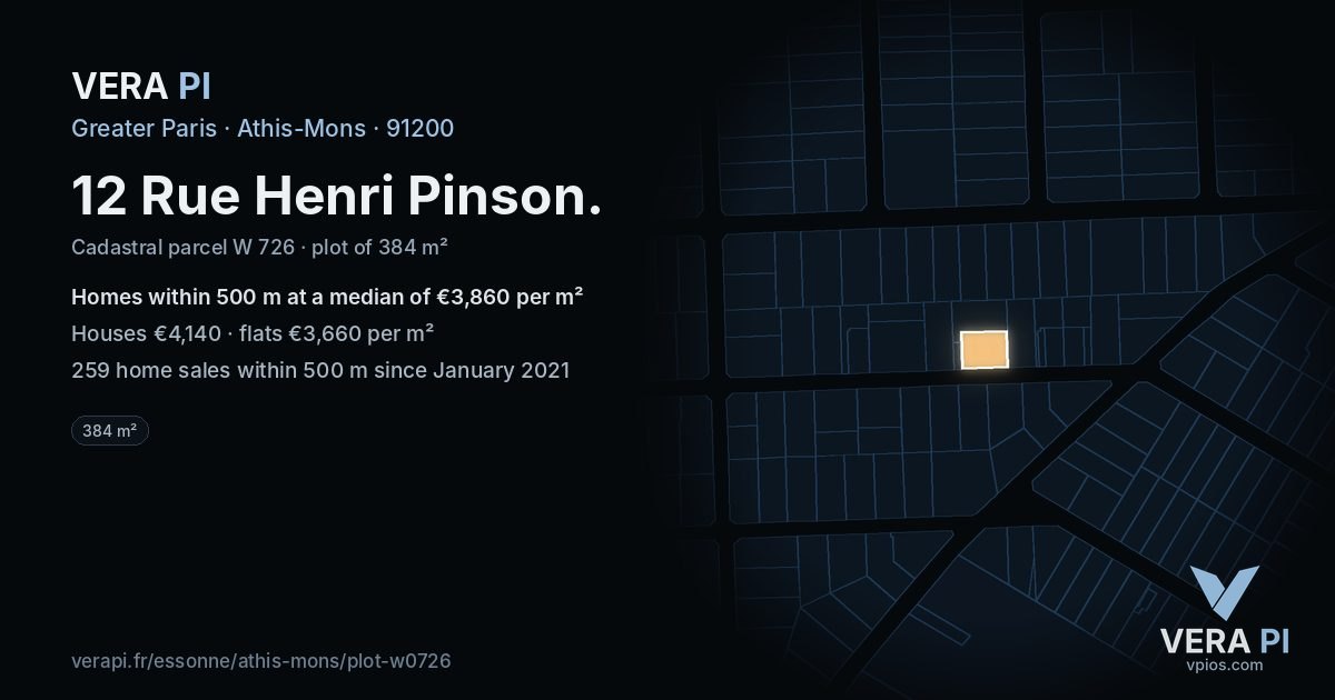 12 Rue Henri Pinson, Athis-Mons at night – the plot lit, the parcels around coloured by the prices near them