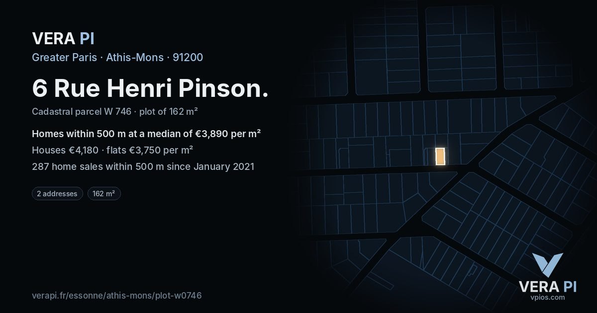 6 Rue Henri Pinson, Athis-Mons at night – the plot lit, the parcels around coloured by the prices near them
