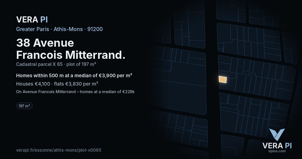 38 Avenue Francois Mitterrand, Athis-Mons at night – the plot lit, the parcels around coloured by the prices near them