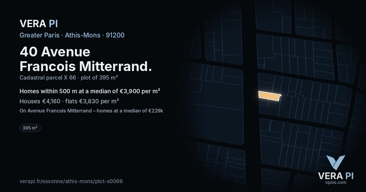 40 Avenue Francois Mitterrand, Athis-Mons at night – the plot lit, the parcels around coloured by the prices near them