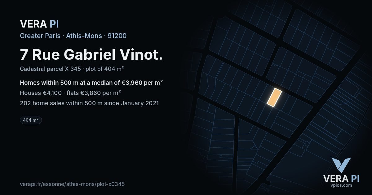 7 Rue Gabriel Vinot, Athis-Mons at night – the plot lit, the parcels around coloured by the prices near them