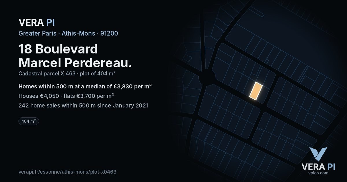 18 Boulevard Marcel Perdereau, Athis-Mons at night – the plot lit, the parcels around coloured by the prices near them