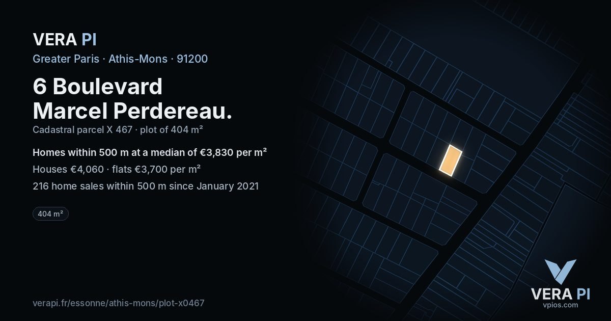 6 Boulevard Marcel Perdereau, Athis-Mons at night – the plot lit, the parcels around coloured by the prices near them