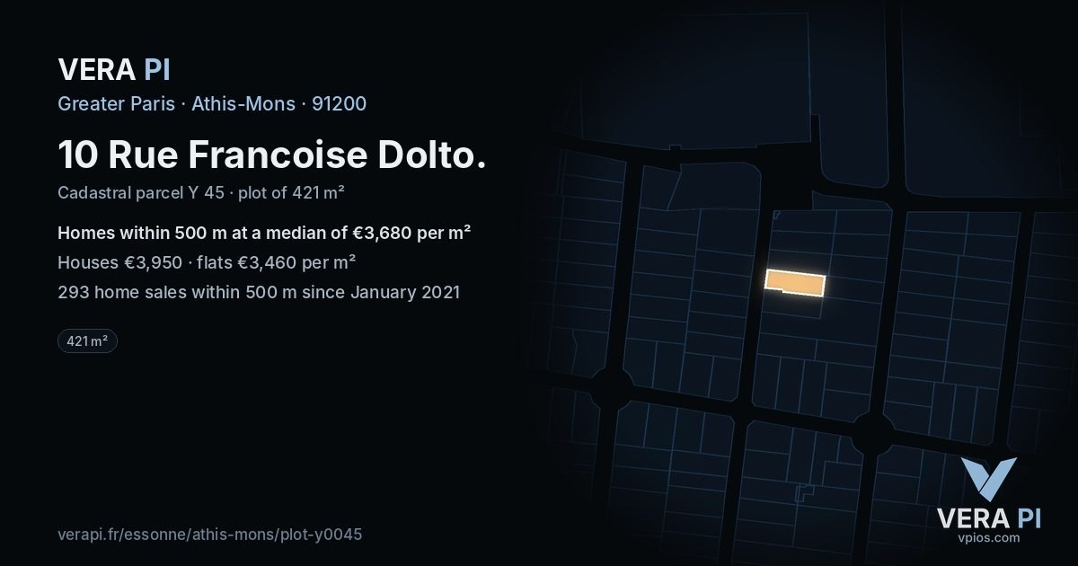 10 Rue Francoise Dolto, Athis-Mons at night – the plot lit, the parcels around coloured by the prices near them