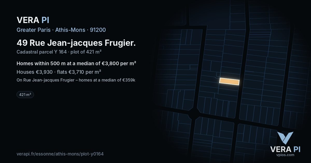 49 Rue Jean-jacques Frugier, Athis-Mons at night – the plot lit, the parcels around coloured by the prices near them