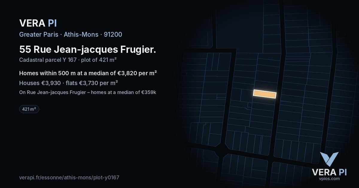 55 Rue Jean-jacques Frugier, Athis-Mons at night – the plot lit, the parcels around coloured by the prices near them