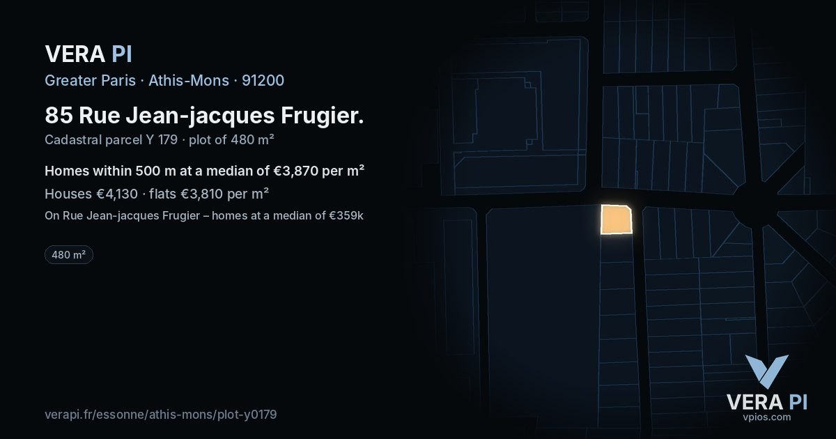 85 Rue Jean-jacques Frugier, Athis-Mons at night – the plot lit, the parcels around coloured by the prices near them