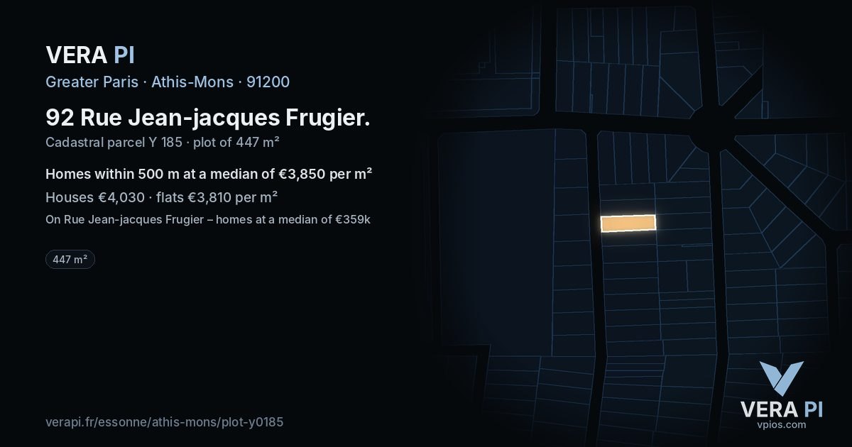 92 Rue Jean-jacques Frugier, Athis-Mons at night – the plot lit, the parcels around coloured by the prices near them