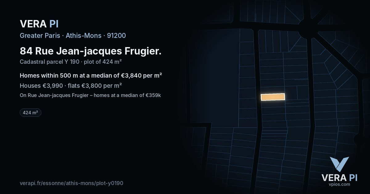 84 Rue Jean-jacques Frugier, Athis-Mons at night – the plot lit, the parcels around coloured by the prices near them