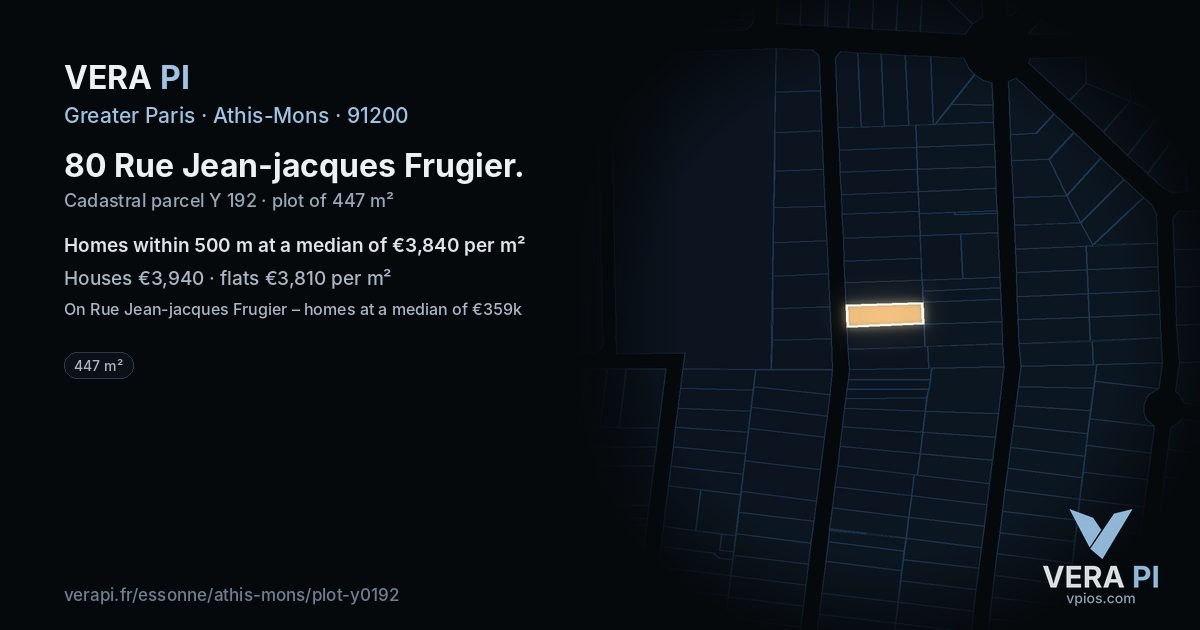 80 Rue Jean-jacques Frugier, Athis-Mons at night – the plot lit, the parcels around coloured by the prices near them