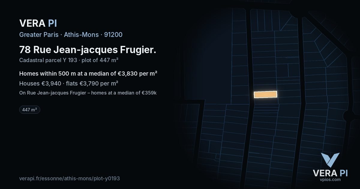 78 Rue Jean-jacques Frugier, Athis-Mons at night – the plot lit, the parcels around coloured by the prices near them
