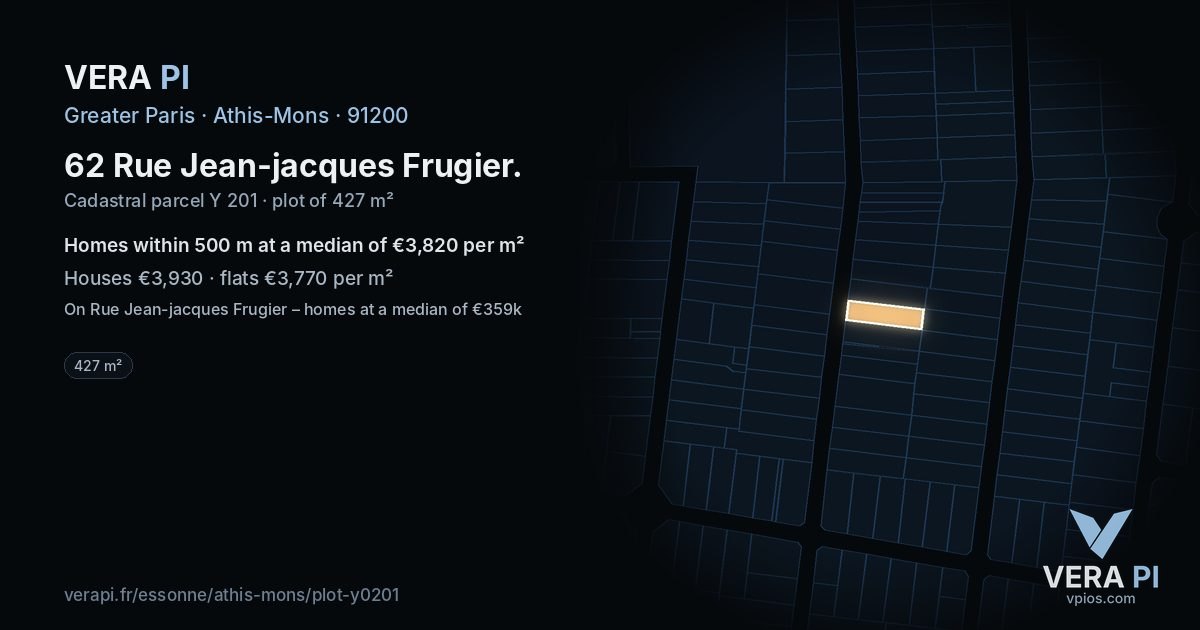 62 Rue Jean-jacques Frugier, Athis-Mons at night – the plot lit, the parcels around coloured by the prices near them