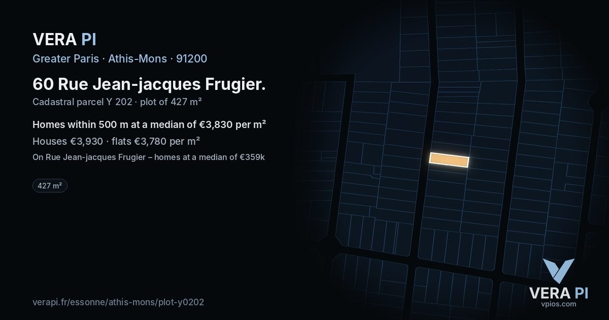 60 Rue Jean-jacques Frugier, Athis-Mons at night – the plot lit, the parcels around coloured by the prices near them