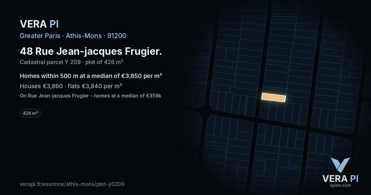 48 Rue Jean-jacques Frugier, Athis-Mons at night – the plot lit, the parcels around coloured by the prices near them