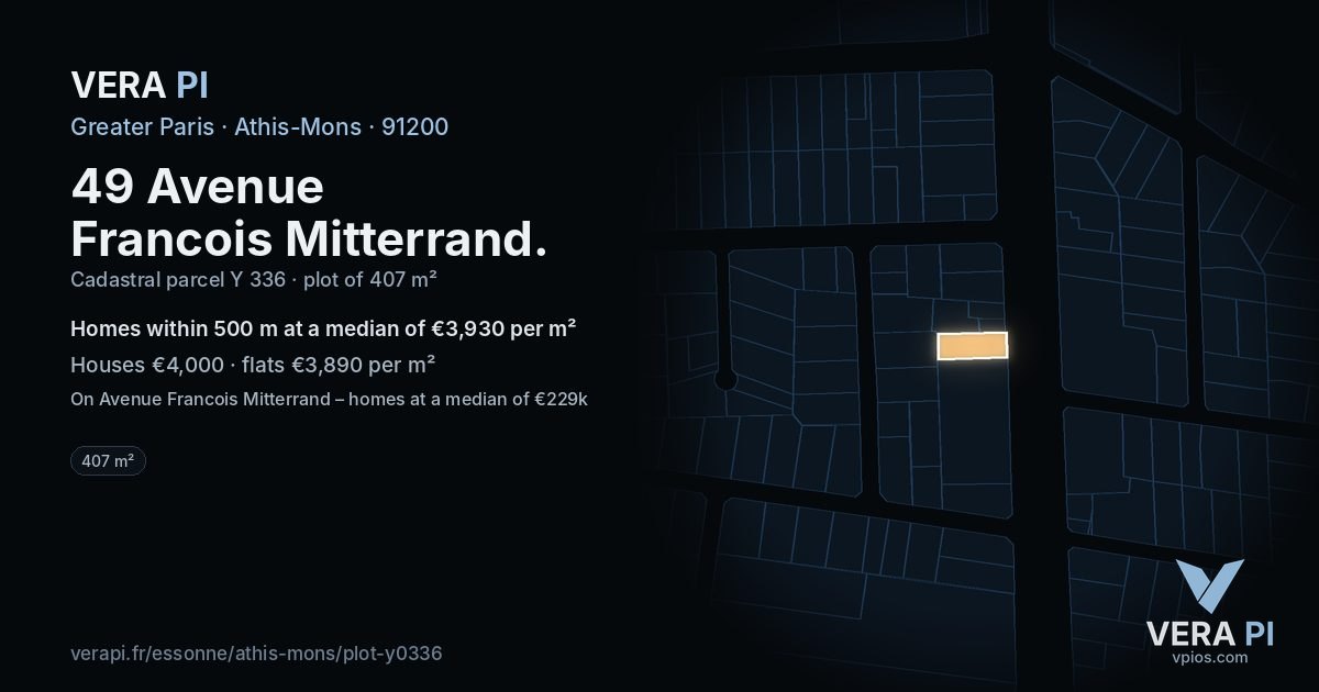 49 Avenue Francois Mitterrand, Athis-Mons at night – the plot lit, the parcels around coloured by the prices near them
