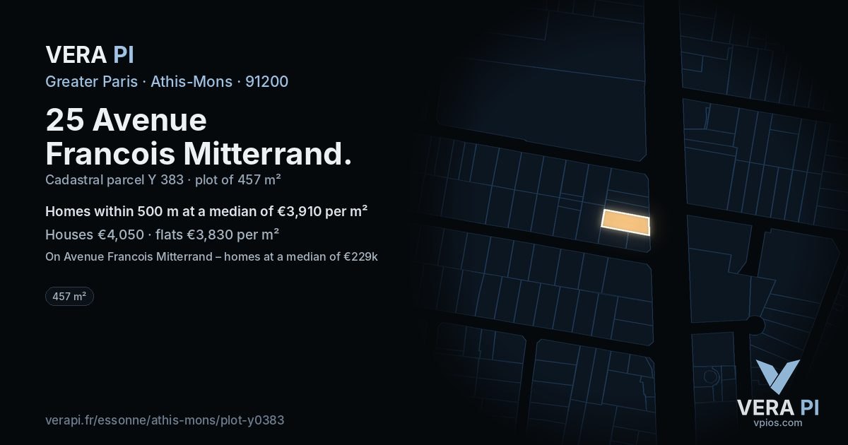 25 Avenue Francois Mitterrand, Athis-Mons at night – the plot lit, the parcels around coloured by the prices near them