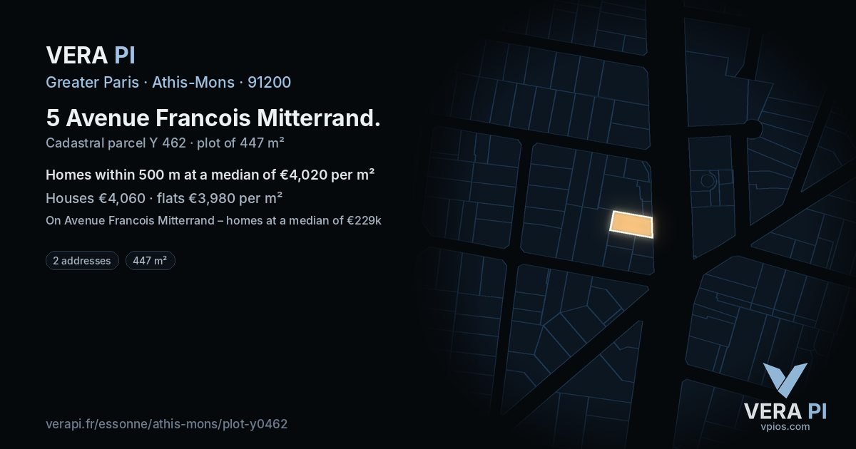5 Avenue Francois Mitterrand, Athis-Mons at night – the plot lit, the parcels around coloured by the prices near them
