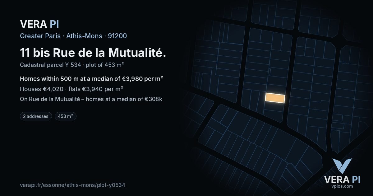 11 bis Rue de la Mutualité, Athis-Mons at night – the plot lit, the parcels around coloured by the prices near them