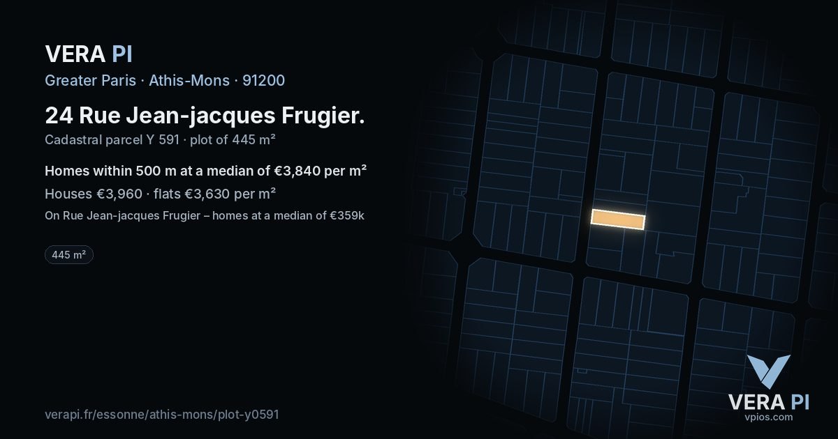 24 Rue Jean-jacques Frugier, Athis-Mons at night – the plot lit, the parcels around coloured by the prices near them