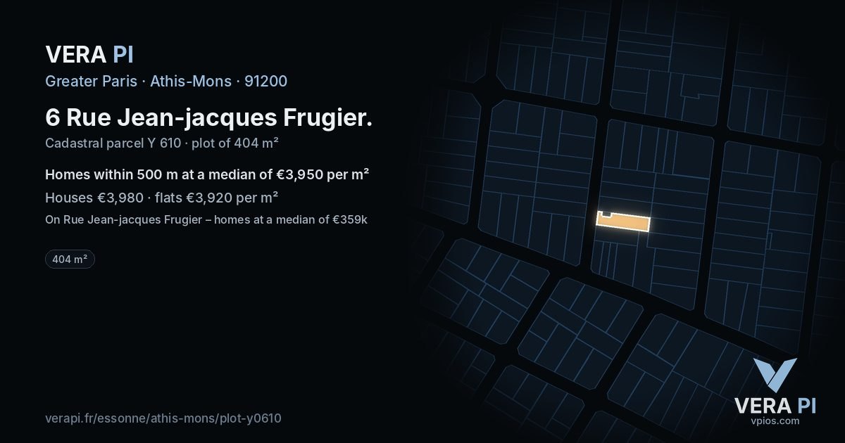 6 Rue Jean-jacques Frugier, Athis-Mons at night – the plot lit, the parcels around coloured by the prices near them