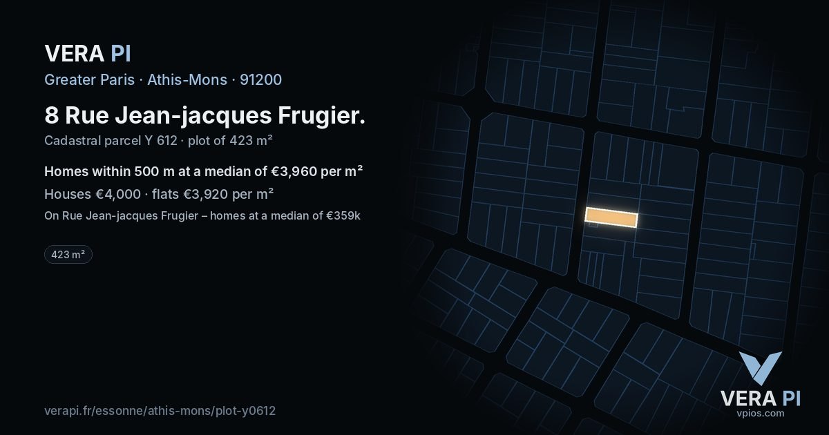 8 Rue Jean-jacques Frugier, Athis-Mons at night – the plot lit, the parcels around coloured by the prices near them