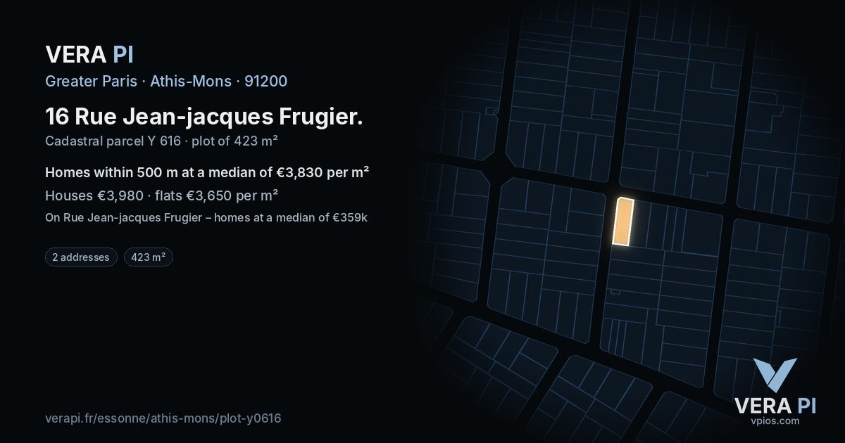 16 Rue Jean-jacques Frugier, Athis-Mons at night – the plot lit, the parcels around coloured by the prices near them