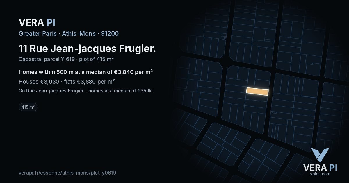 11 Rue Jean-jacques Frugier, Athis-Mons at night – the plot lit, the parcels around coloured by the prices near them