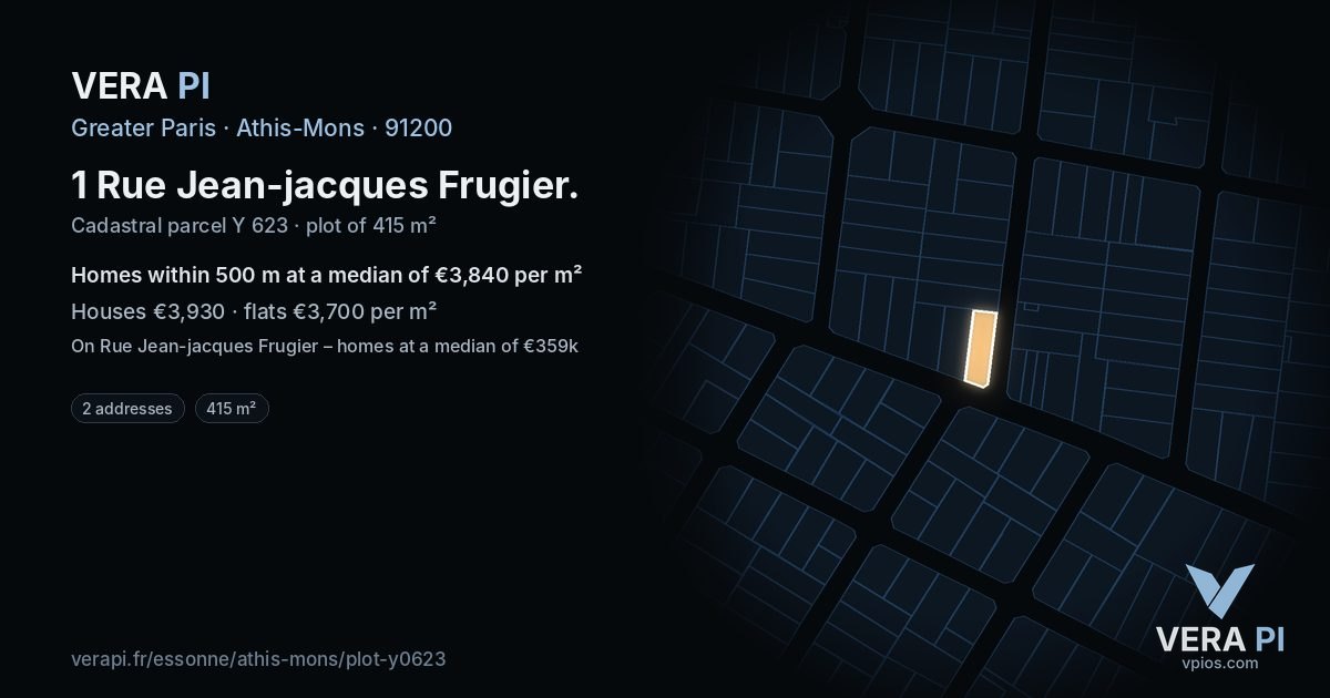 1 Rue Jean-jacques Frugier, Athis-Mons at night – the plot lit, the parcels around coloured by the prices near them