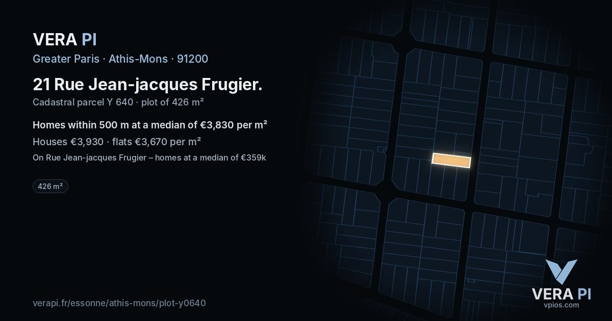 21 Rue Jean-jacques Frugier, Athis-Mons at night – the plot lit, the parcels around coloured by the prices near them