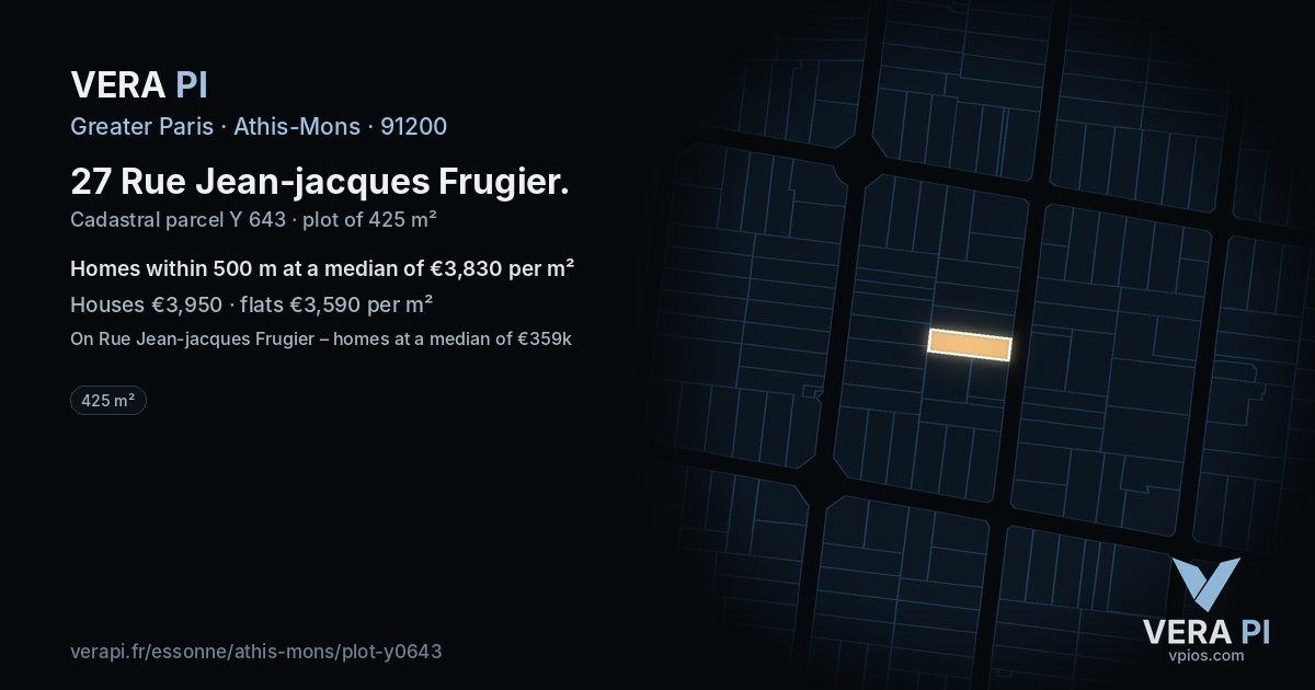 27 Rue Jean-jacques Frugier, Athis-Mons at night – the plot lit, the parcels around coloured by the prices near them