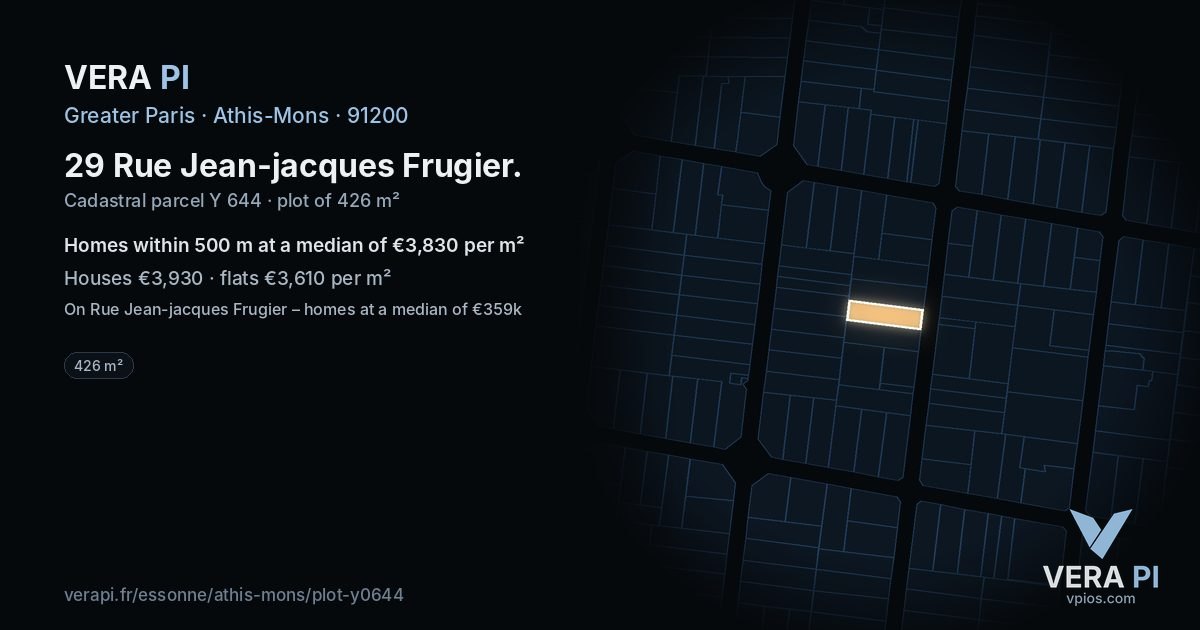 29 Rue Jean-jacques Frugier, Athis-Mons at night – the plot lit, the parcels around coloured by the prices near them