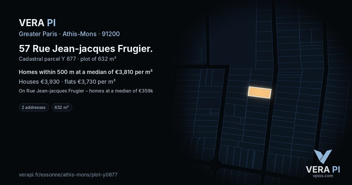 57 Rue Jean-jacques Frugier, Athis-Mons at night – the plot lit, the parcels around coloured by the prices near them